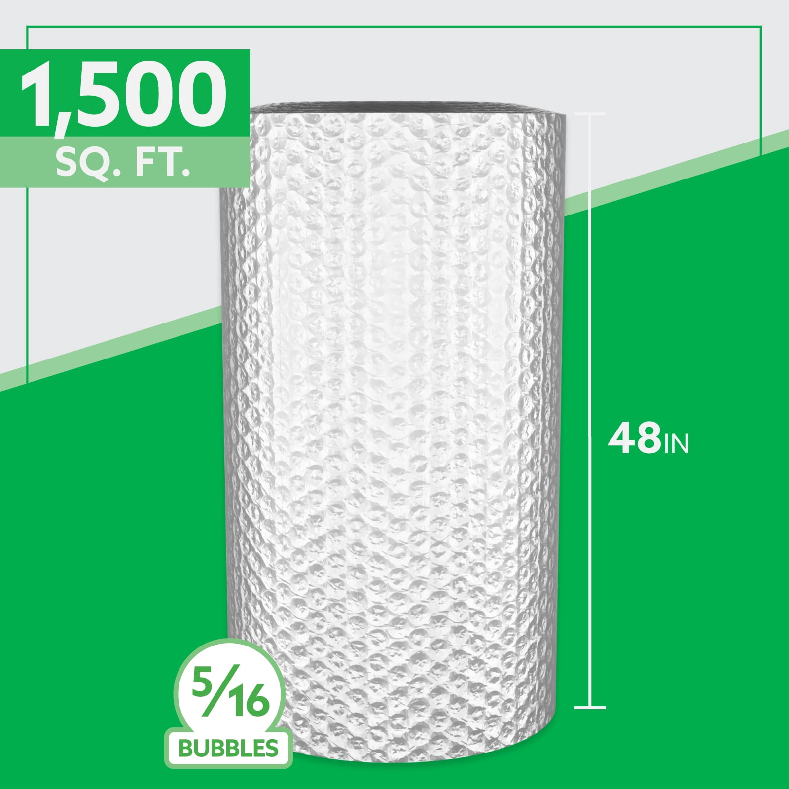Bubble Cushion Roll, 48" x 375', 5/16" Large Bubbles, Bulk Protective Packaging, Industrial, 1 Roll