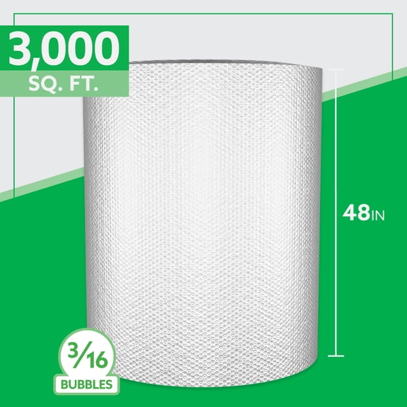 Bubble Cushion Roll, 48" x 750', 3/16" Small Bubbles, Bulk Protective Packaging, Industrial, 1 Roll