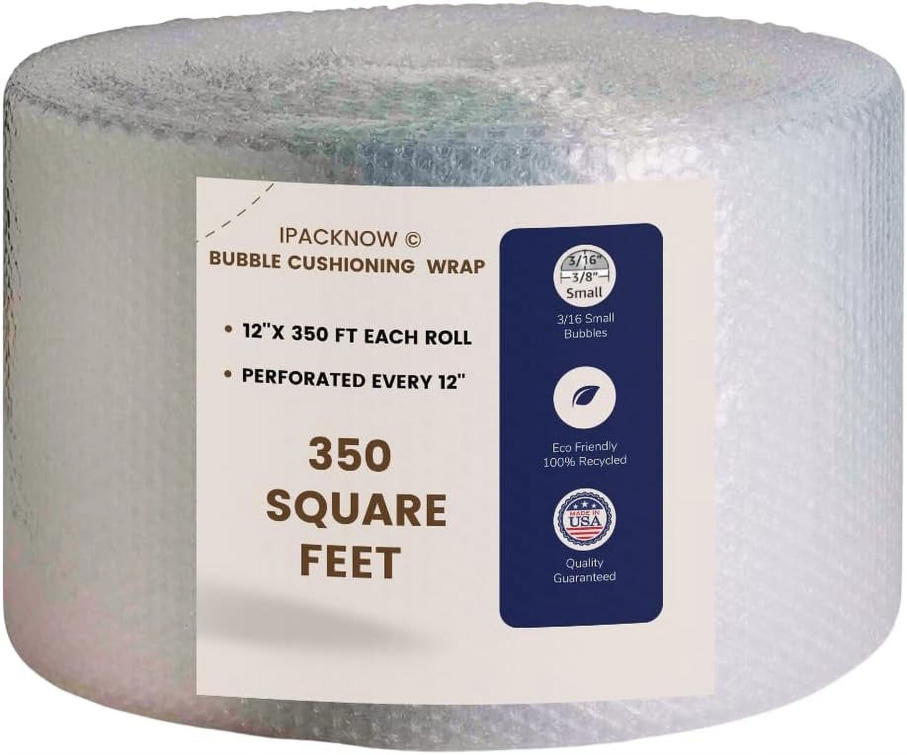 Bubble Cushion Wrap Roll 12 Inch x 350 Feet Total 3/16 Small Bubbles Perforated Every 12" for Packaging Moving Shipping Boxes Supplies 1 Roll 12'' Wide 350 Feet x 1