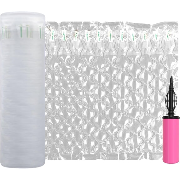 Bubble Cushioning Wrap Roll Inflatable Bottle Shipper Protector Sleeve, Air Pillows for Shipping Large Size Air Bubbles Packing Supplies for Fragile Items Recyclable Packaging Material 12"x82'