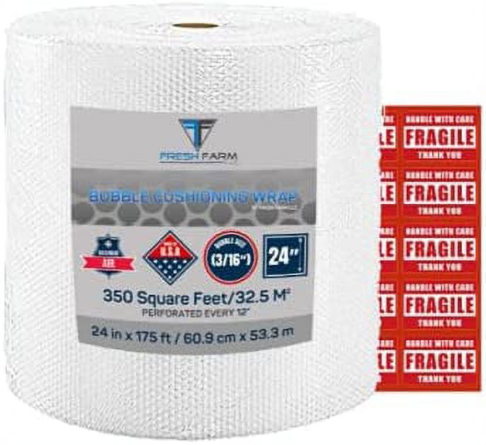 Bubble Cushioning wrap 350 ft² x 24In Wide 316In Small Bubble Perforated Every 12In with 10