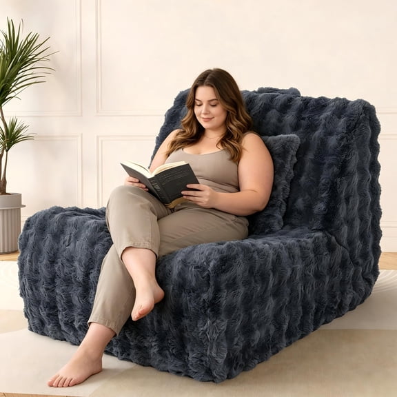 Bubble Dark Blue Bag Chair for Adults, Giant Lazy Floor Bubble Sofa