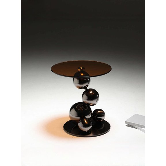 Bubble Designer Luxury Artistic Side Table, Small Round Stainless Steel Accent Table, Minimalist Modern Geometric Living Room End Table