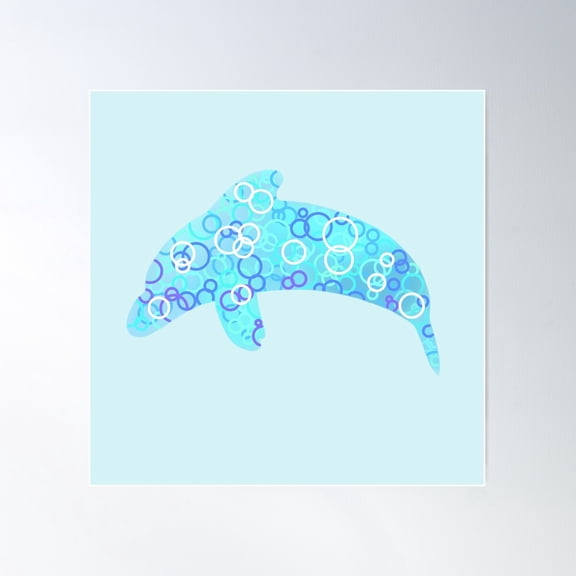 Bubble Dolphin Poster Wall Art, Modern Wall Decor For Living Room Bedroom, 24x24 UNFRAMED