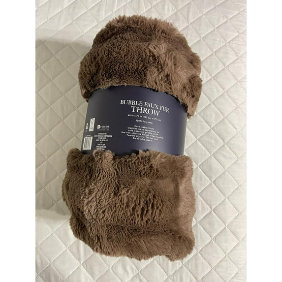 Bubble Faux Fur Throw 60 in X 70 in (Brown) 100 % Polyester