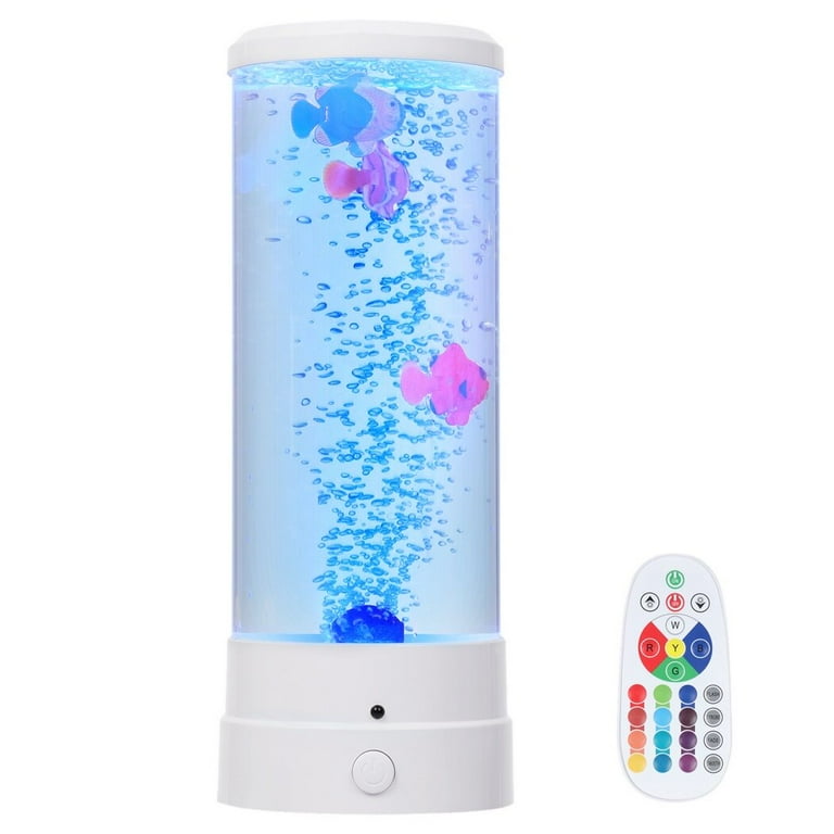 Bubble Fish Lava Lamp Desktop Sensory LED Bubble Lamp Color Changing Aquarium Lamp Artificial Fish Tank With Moving Fish Gift For Kids Adults