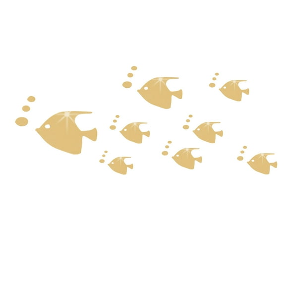Bubble Fish Wall Stickers Ocean Fish Mirror Stickers Acrylic Mirror Wall Stickers, -Jm023-A Gold 1 Set Fish Stickers For Kids Room Bedroom Bathroom Living Room Decor
