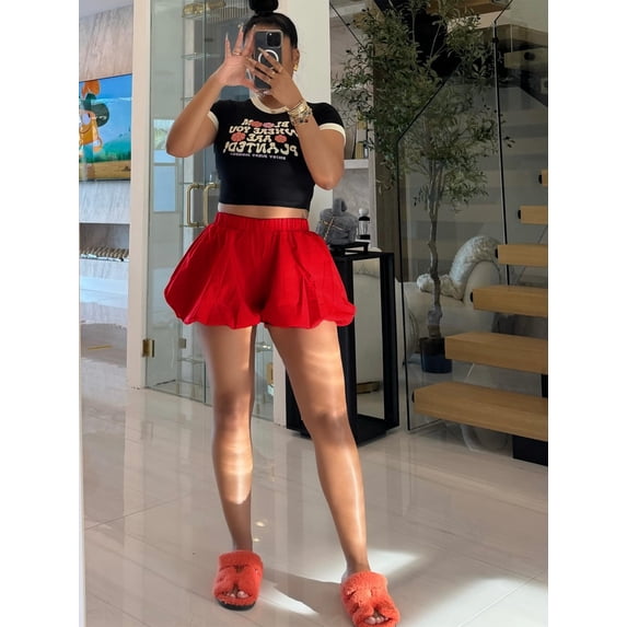 Bubble Fluffy Shorts (M, Red)