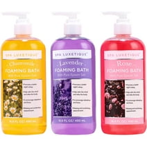 Bubble Foaming Bath with Pure Epsom Salt - Chamomile Rose Lavender Bath Set for Relaxing Mothers Day Gifts for Mom, 3 Pack 49.8 fl oz