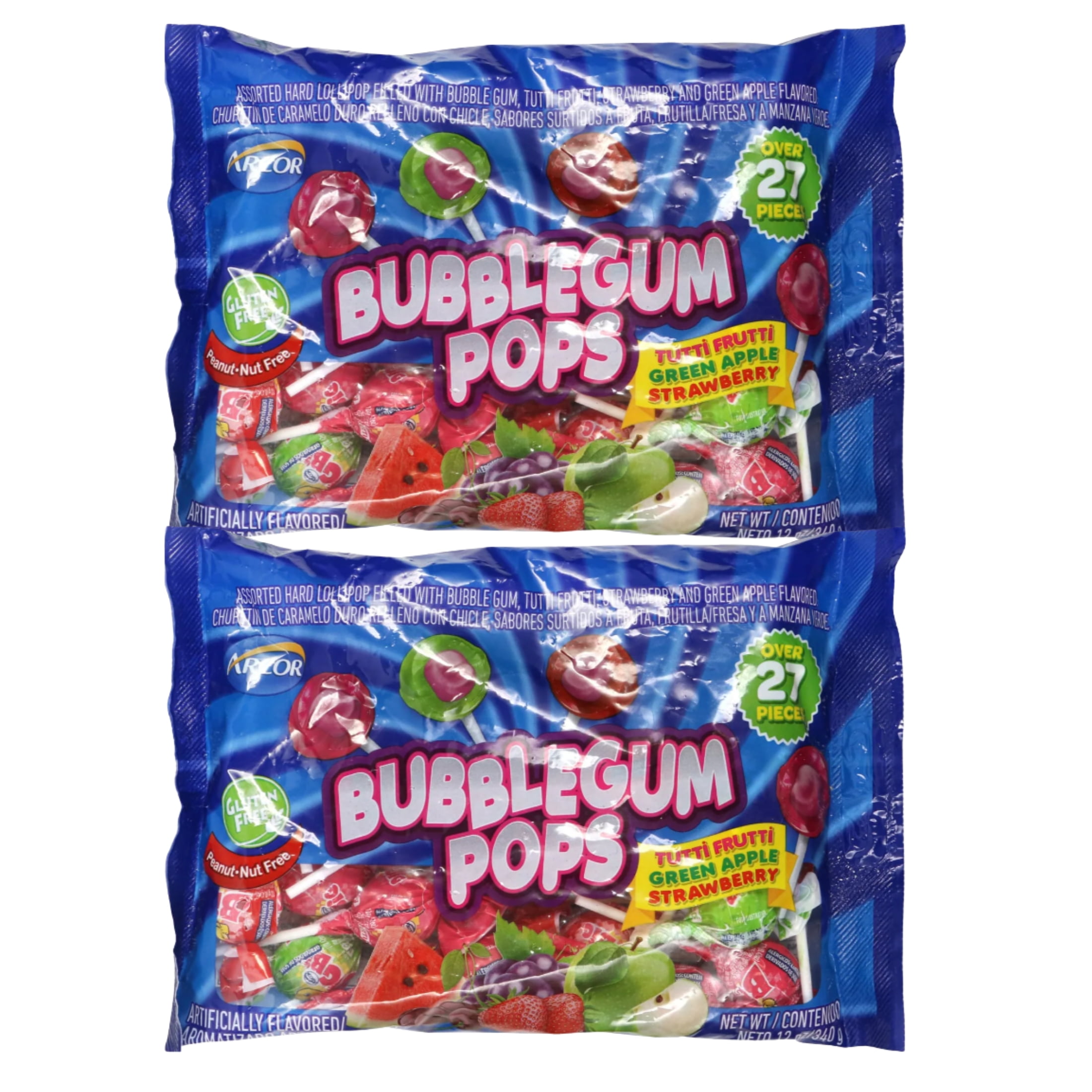 Bubble Gum Pops Tutti Frutti Flavor Candy Suckers Individually Wrapped