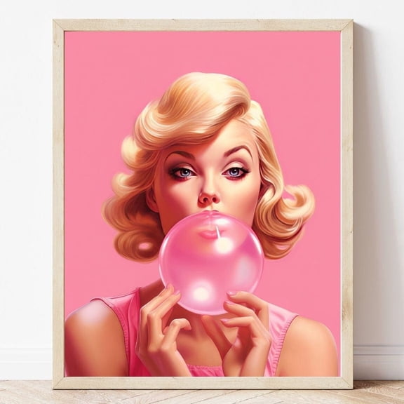 Bubble Gum Print Barbiecore Decor Hot Pink Wall Art Girly Wall Art Pop Culture Wall Art Poster