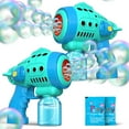 Bubble Gun with 2 Pack Liquid, Handheld Shooter, Ergonomic Grip