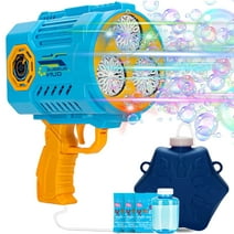 Bubble Gun with 3 Pack Bubble Liquid, Bubble Machine with Colorful Lights for Toddlers with 360-Degree Leak-Proof Design, Automatic Bubble Guns for Kids, Party Favors, Birthday Gift