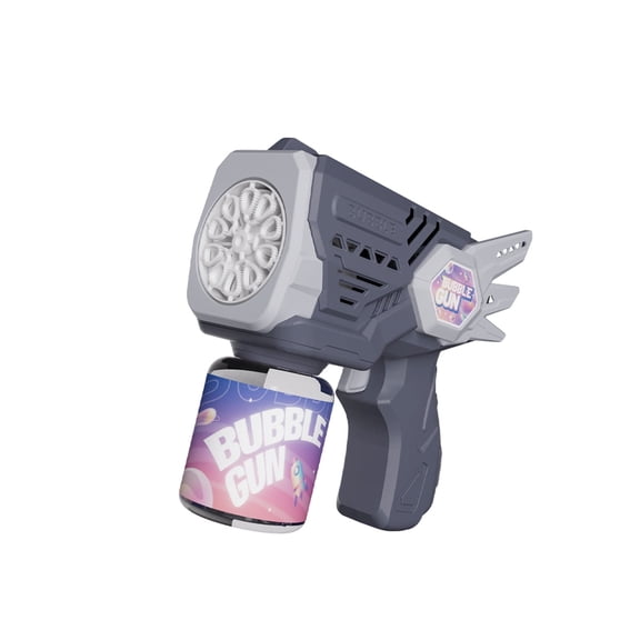 Bubble Gun Automatic Bubble Blower, LED Light Multi Hole Bubble Machine with 50ML Bubble Solution for Party Festival Outdoor Events (Gray)