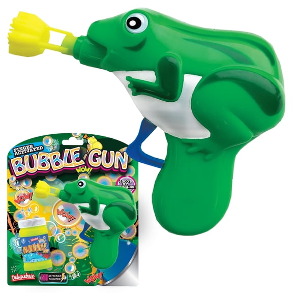 Bubble Gun - Frog by Deluxebase. Friction Powered Bubble Blower Toy for Kids, Parties & Outdoor Fun