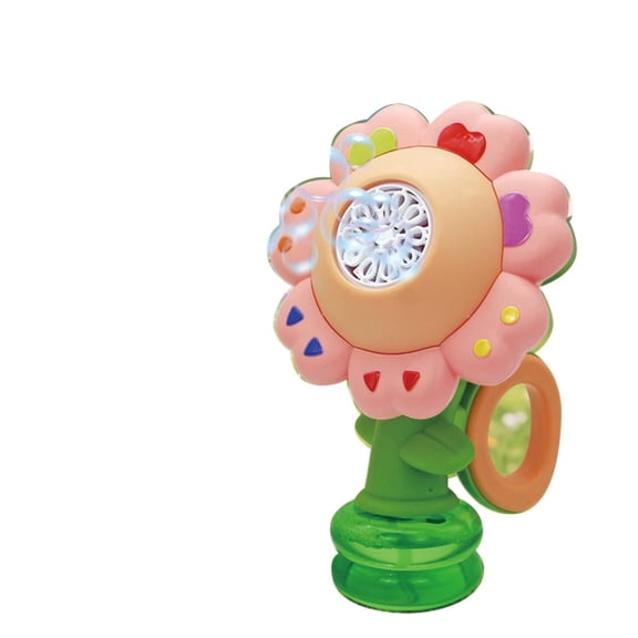 Bubble Gun Swaying Sunflower with Bubble Solution for Colorful Lights Boys Girls Birthday Gift(Pink)
