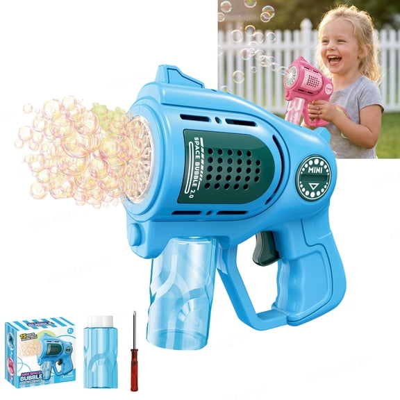 Bubble Gun for Toddlers 1-3 Kids 4-8 15-Holes Automatic Bubble Machine Blower Blaster Maker with 2 Bottles Solution Easter Party Favors Summer Outdoors Wedding Toys Gifts for Boys Girls,Blue