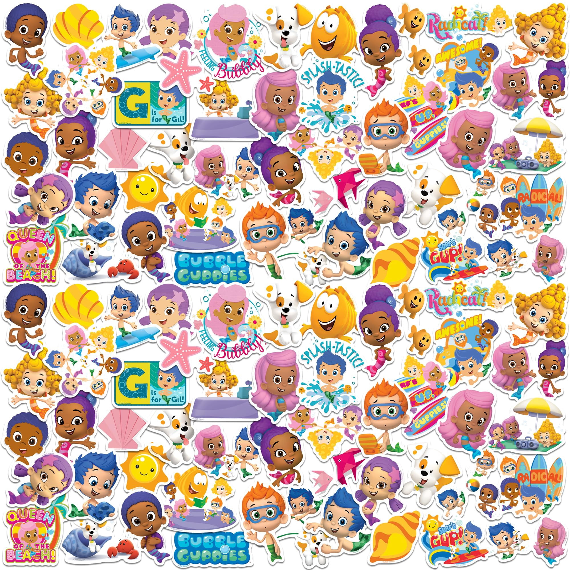 Bubble Guppies 100ct Vinyl Large Deluxe Stickers Variety Pack  Die Cut Designs for Laptop, Water Bottle, Scrapbooking, Tablet & Indoor/Outdoor Surfaces