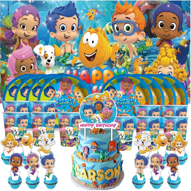 Bubble Guppies Birthday Cups Party Supplies Decor Backdrop Plates Fans Decorations Banner