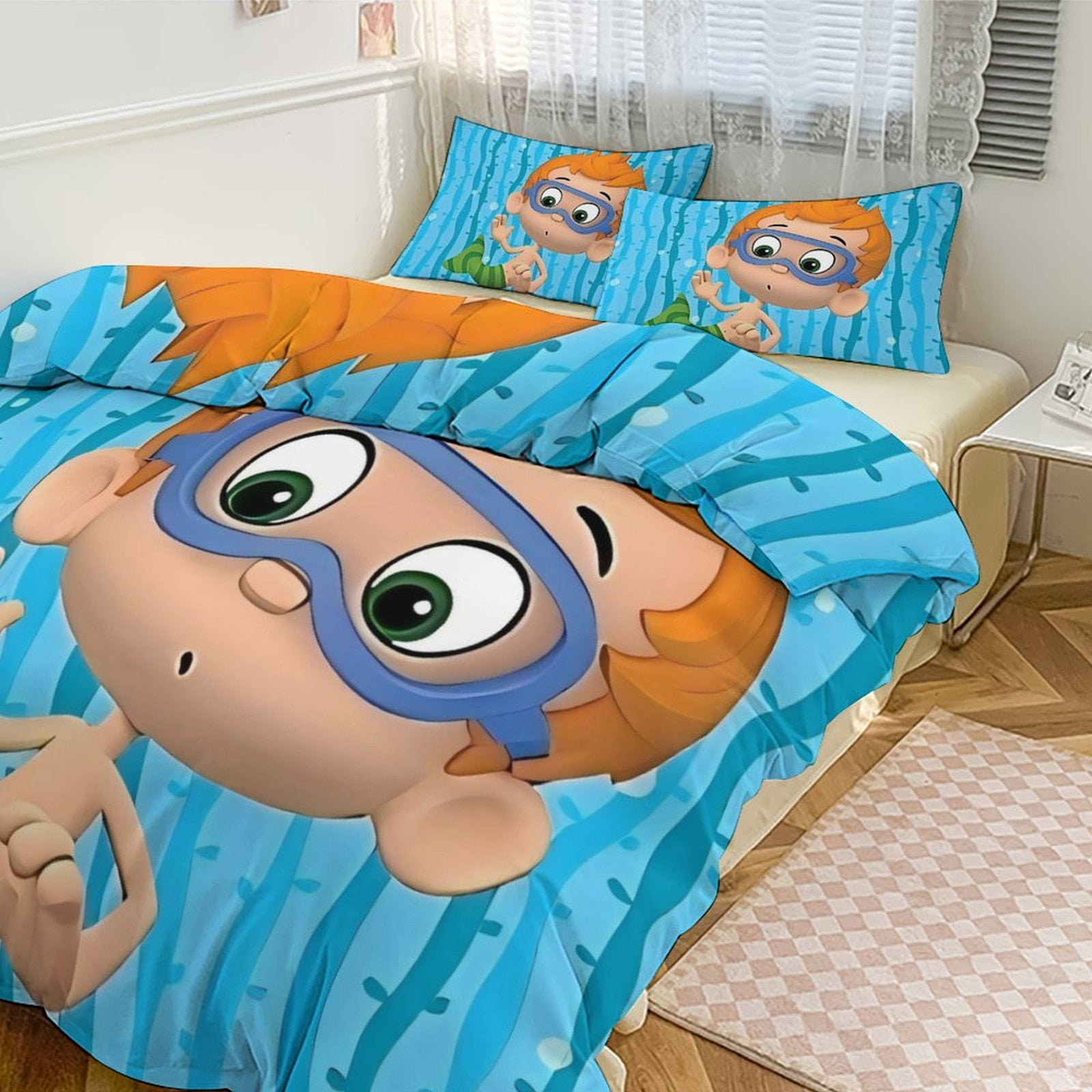 Bubble Guppies Cartoon Sheet Set 3 Piece Bedding Set Cute Christmas ...