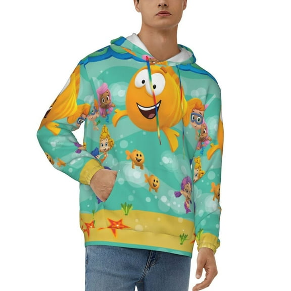 Bubble Guppies Men's Hoodie Graphic Printed Long Sleeve Drawstring Hooded Sweatshirt Unisex Adult Pullover Tops Outerwear