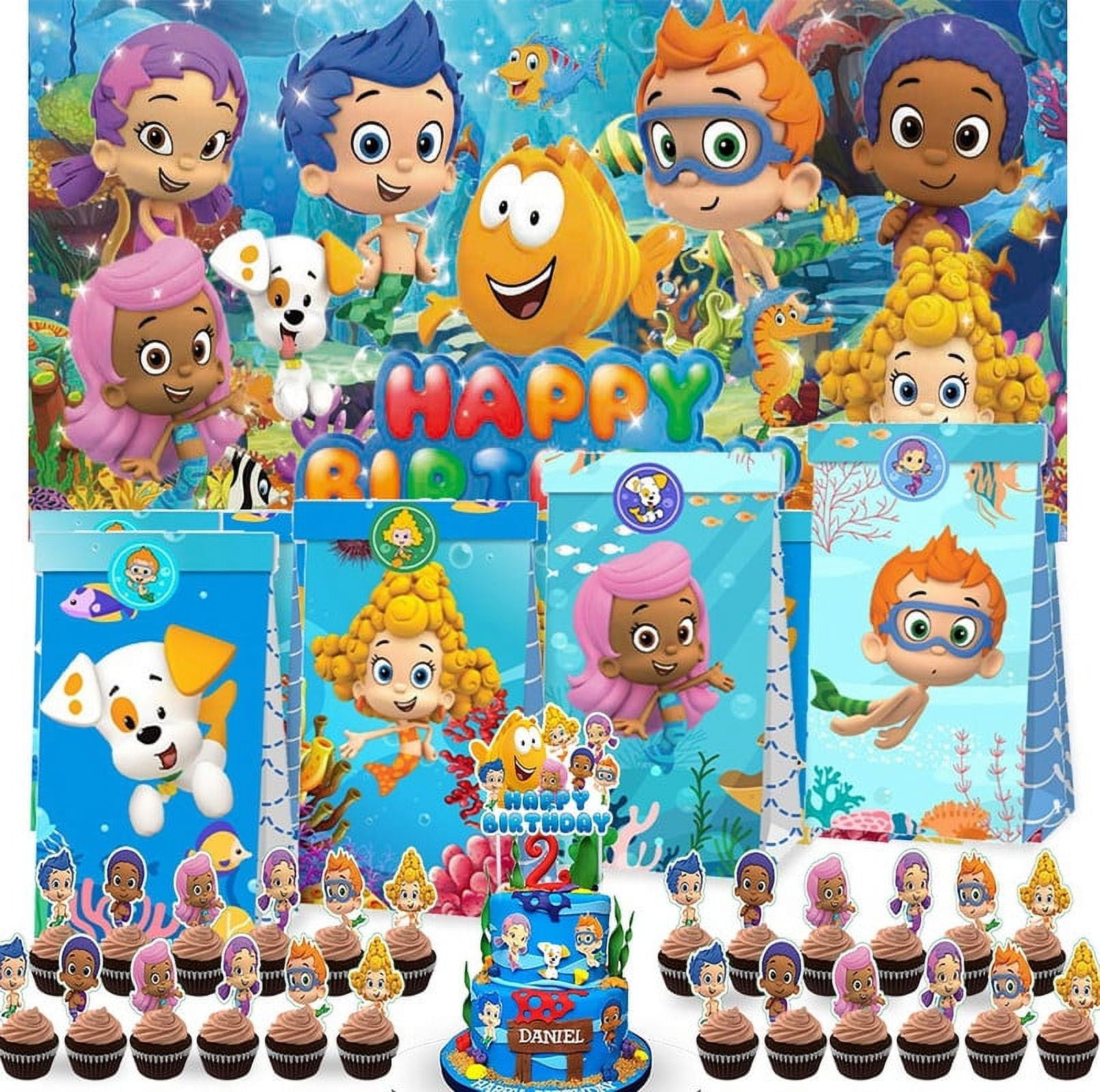 Bubble Guppies Party Favor Bags Goodie Treat Candy Supplies Decorations Birthday Cake Topper Backdrop Banner