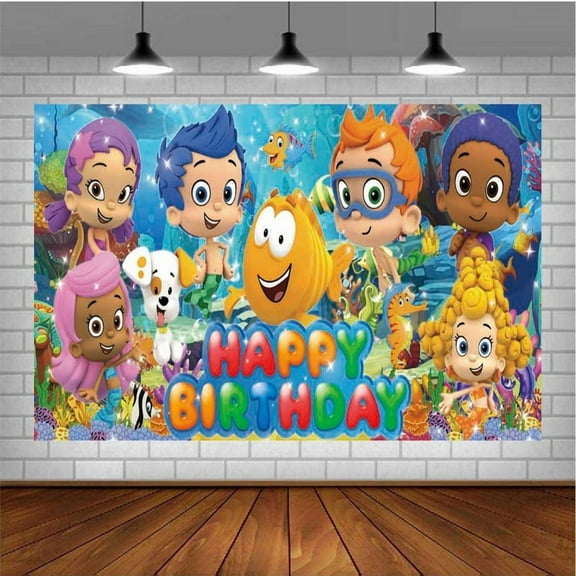 Bubble Guppies Post Wall Decor Birthday Banner Backdrop Background Party Supplies Taspestry