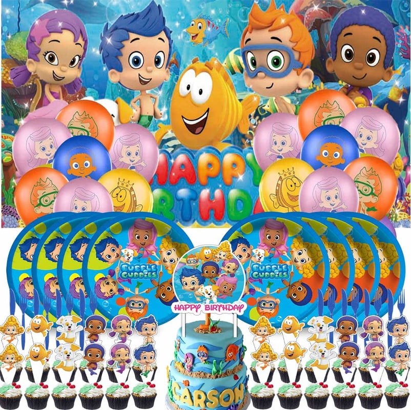 Bubble Guppies Party Supplies Plates Decorations Birthday Cake Topper Banner Decor Backdrop Balloons