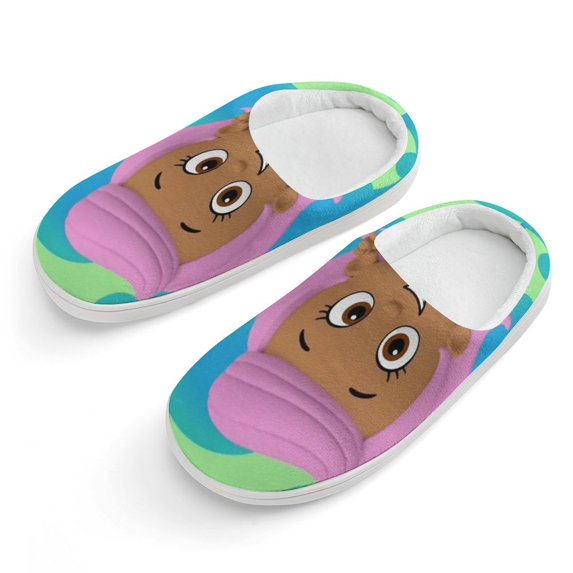 Bubble Guppies Soft Plush Slippers for Boys Girls Winter Warm Cotton Slippers with Rubber Sole Non-Slip Kid's Slip on Shoes Fluffy House Slippers For Indoor And Outdoor