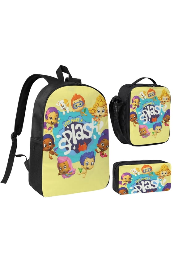 Bubble Guppies Three piece backpack set young backpack combination backpack lunch bag pencil case