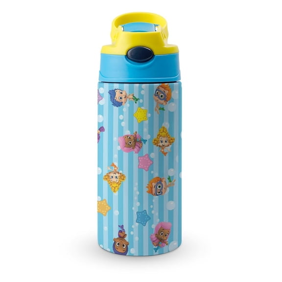 Bubble Guppies Water Bottle with Straw Vacuum Insulated Stainless Steel Reusable Proof Water Cup Sports Insulated Kettle