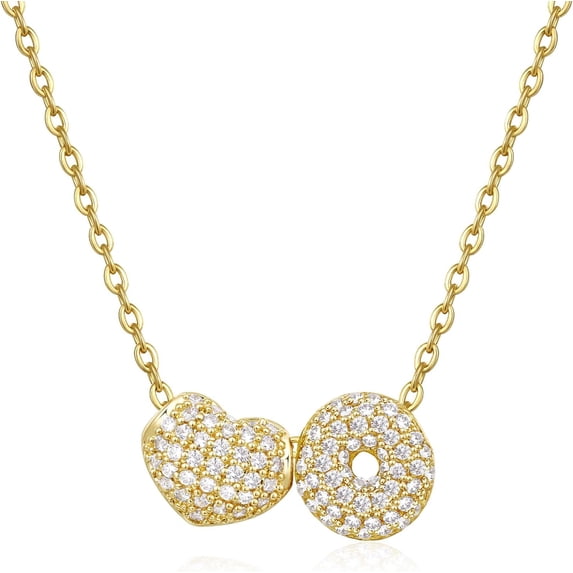 Bubble Heart Initial Necklaces for Women, 14K Gold Plated Tiny A-Z ...