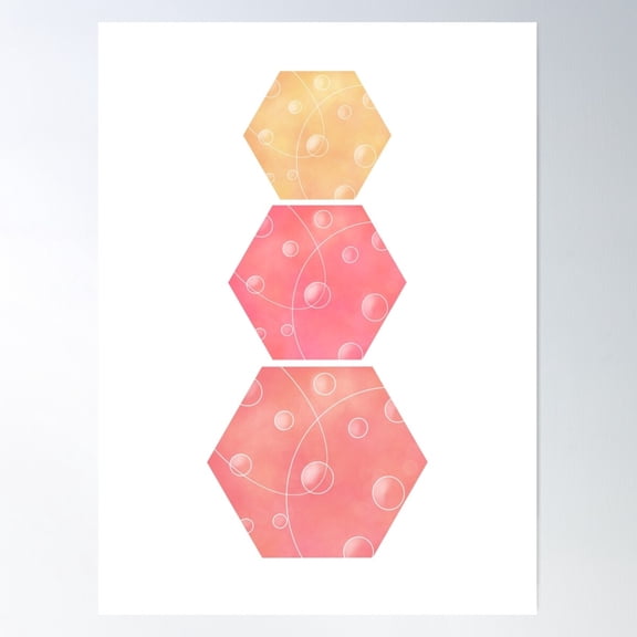 Bubble Hexagons Poster Wall Art, Modern Wall Decor For Living Room Bedroom, 8x12 UNFRAMED