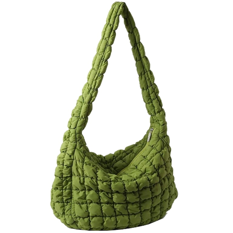 Tas Tote wanita, tas jinjing Laptop Puffer ritsleting portabel kapasitas besar u