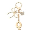 thumbnail image 1 of Bubble Initial Keychain with Bow & Butterfly - Gold Letter Bag Charms for Women, Cute Purse Handbag Accessories, 1 of 8