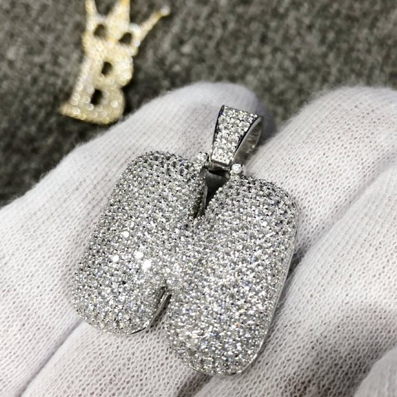 Bubble Initial Letters - .925 Sterling Silver - Rhodium (H)