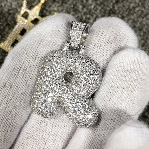 Bubble Initial Letters - .925 Sterling Silver - Rhodium (R)