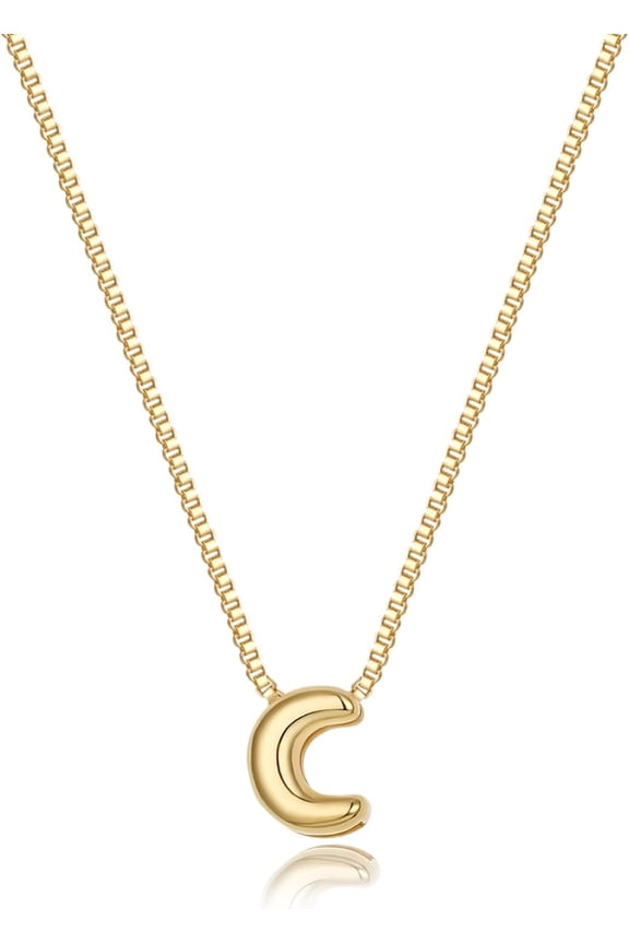 Bubble Initial Necklaces Dainty Gold Letter Necklace 14K Gold Plated Cute Name Choker Necklaces for Women Trendy Gold Personalized Jewelry Gift for Women