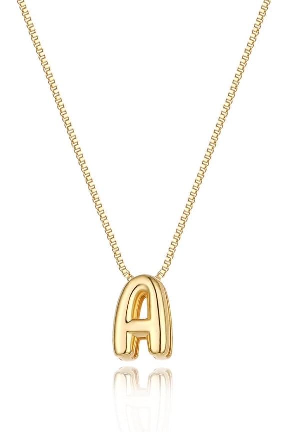 Bubble Initial Necklaces Dainty Gold Letter Necklace 14K Gold Plated Cute Name Choker Necklaces for Women Trendy Gold Personalized Jewelry Gift for Women