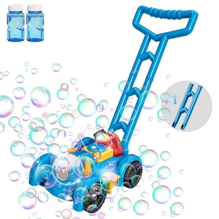 Koppop Bubble Lawn Mower Toy for Toddlers Age 1-4 - Outdoor Push Toy with Bubbles, Birthday Gift for Boys Girls, Summer Backyard Games, Preschool Kids Activity (Blue).