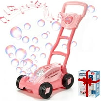 HUANCTOMA Bubble Lawn Mower,Kids Push Bubble Machine,Summer Outdoor Push Toy Gifts for Preschool Toddlers 1-3,Pink