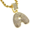 thumbnail image 1 of Bubble Letter A Block Initial 24" Rope Chain Bling Pendant Gold Finish Monogram Name Necklace, 1 of 5
