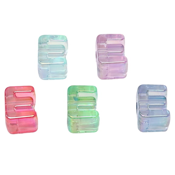 Bubble Letter Beads, Alphabet Charms, 0.8x0.7 Inch Large Hole Crystal, Chunky Acrylic Spacer Charm, for Backpack Bag Charms Handcraft Projects, 5Pcs, Initial Letter E, LLLDMXY