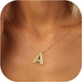 thumbnail image 1 of Bubble Letter Necklace Gold - 14K Gold Plated Dainty Cubic Zirconia Bubble Initial A to Z Letter Necklace, Personalized Name Necklace,Balloon Initial Necklace for Women, 1 of 6