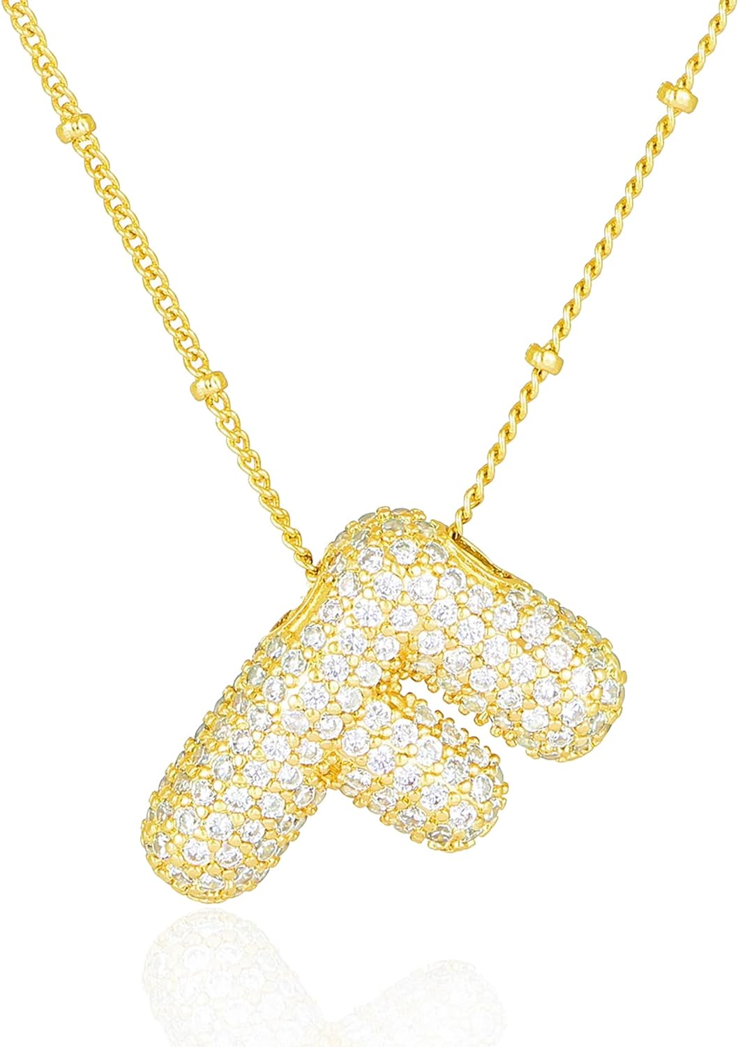 Bubble Letter Necklace Gold Balloon Initial Pendant Necklace Dainty
