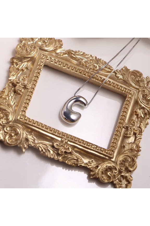 Bubble Letter Necklace Gold For Women, Balloon Initial Alphabet Pendant Polished 18K Gold Plated Puffy Name Statement Gift Jewelry[o3152]