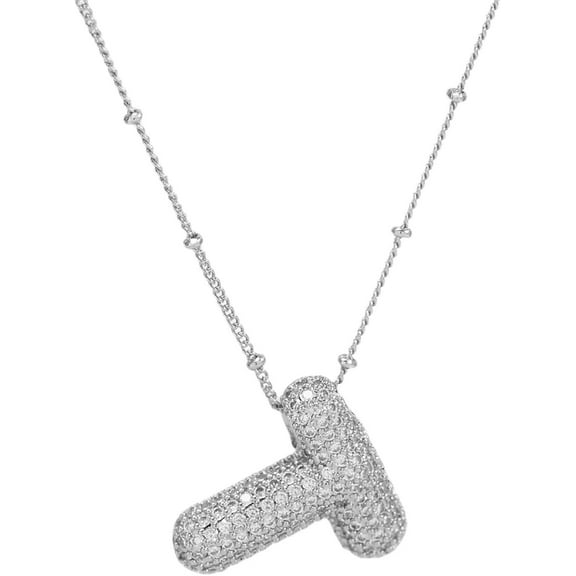 Bubble Letter Necklace Gold Initial Necklaces for Women - 14K Plated Chunky Necklace Dainty Jewelry for Women A-Z