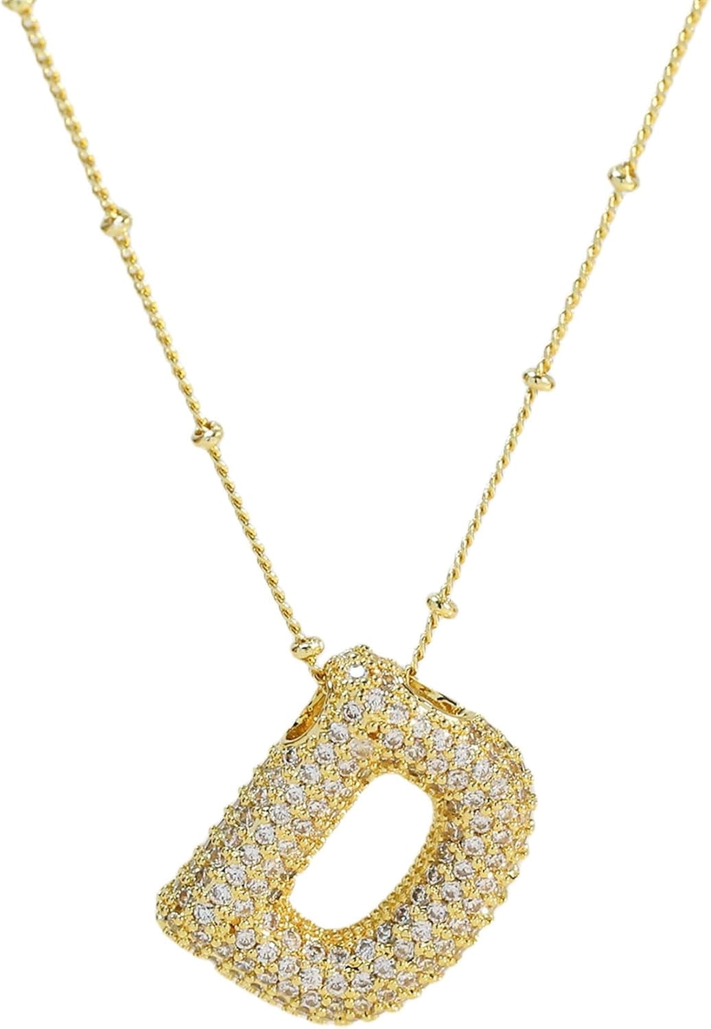 Bubble Letter Necklace Gold Initial Necklaces for Women - 14K Plated ...