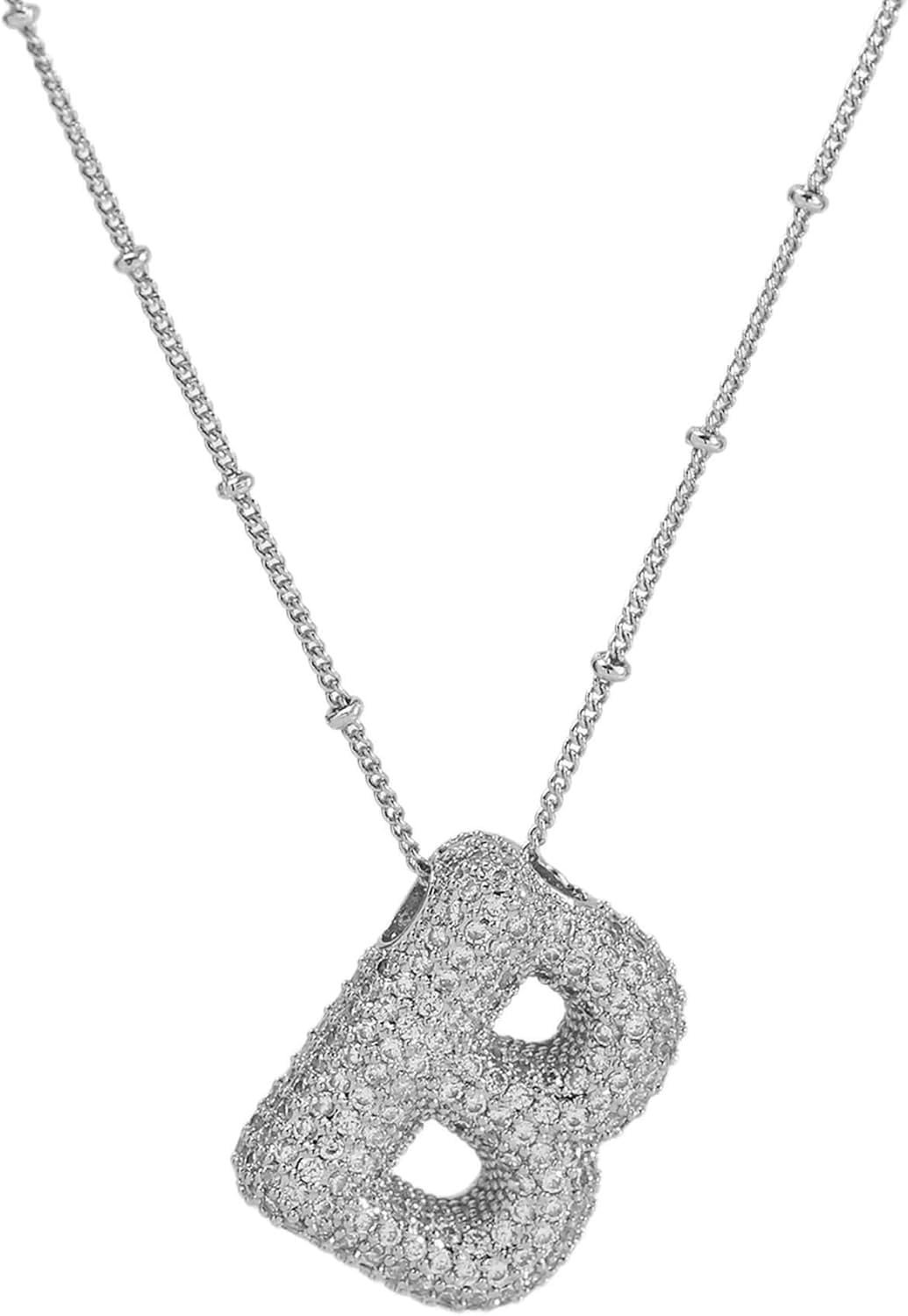 Bubble Letter Necklace Gold Initial Necklaces for Women - 14K Plated ...