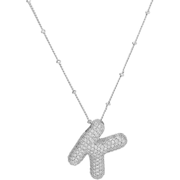 Bubble Letter Necklace Gold Initial Necklaces for Women - 14K Plated Chunky Necklace Dainty Jewelry for Women A-Z